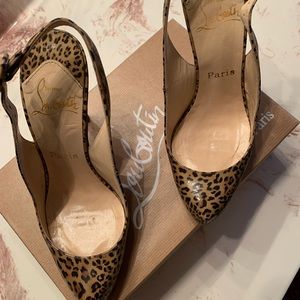 CHRISTIAN LOUBOUTIN LEOPARD PATENT SLING ROLANDE